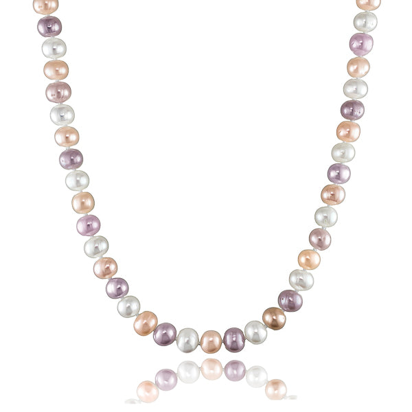 Multicolor freshwater pearl necklace with 9-10mm pearls