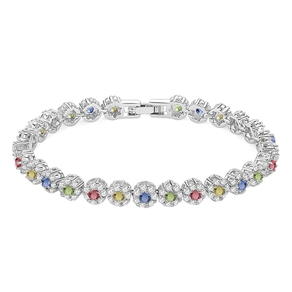 Multicolor halo crystal bracelet