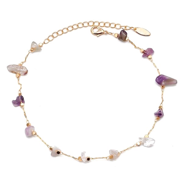 Natural amethyst stone anklet