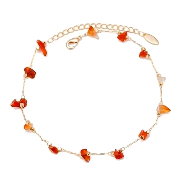 Natural red agate stone anklet