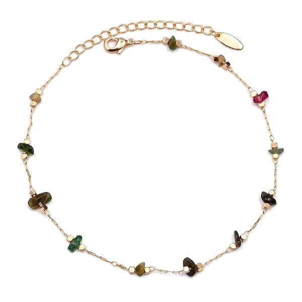 Natural tourmaline stone anklet
