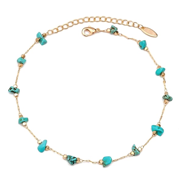 Natural turquoise stone anklet