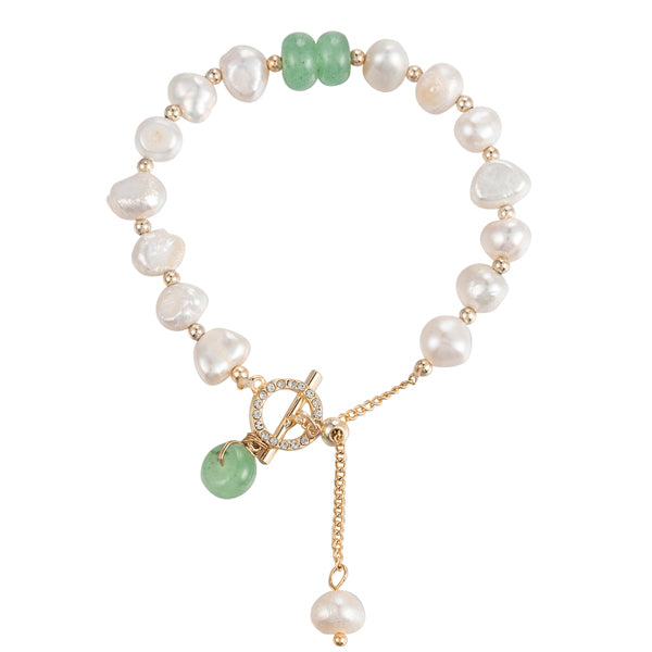 Natural jade & pearl bracelet