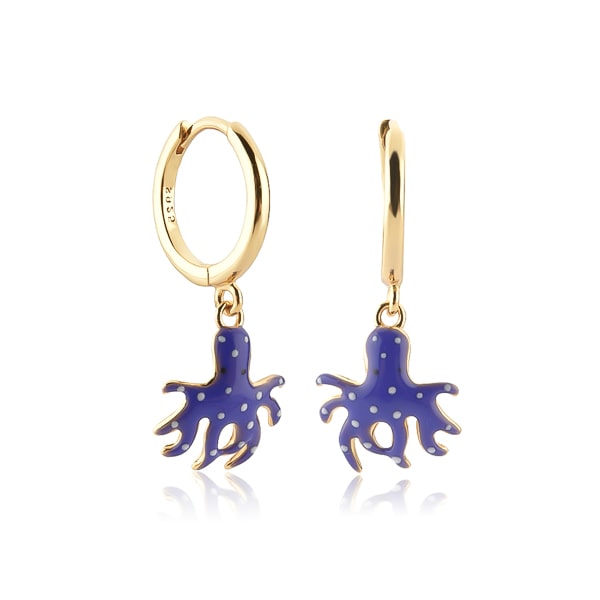 Octopus mini hoop drop earrings