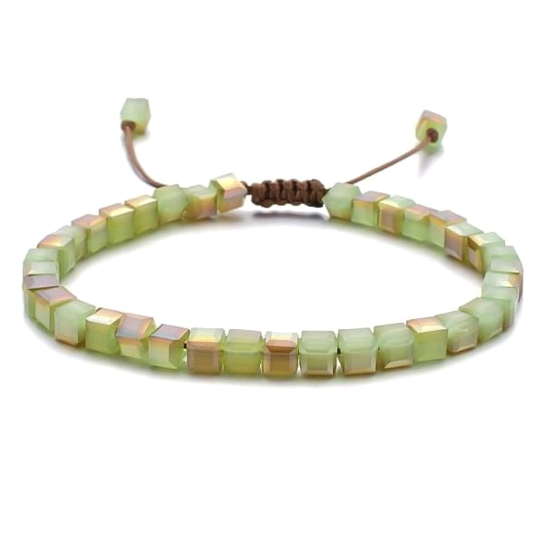 Olive Green Beaded Crystal Bracelet