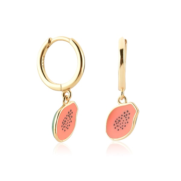 Papaya mini hoop drop earrings