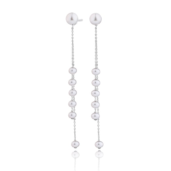 Pearl dual drop chain earrings