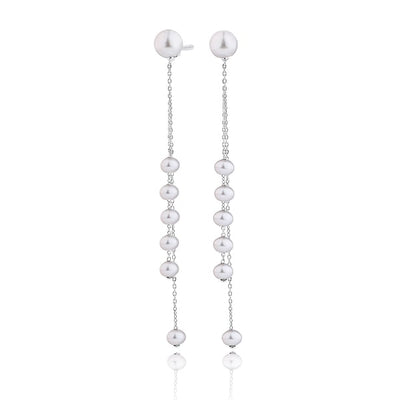 Pearl dual drop chain earrings