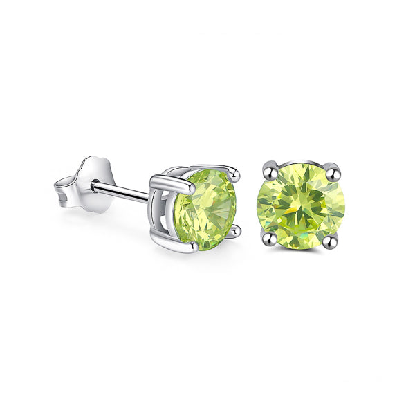 Peridot green round studs