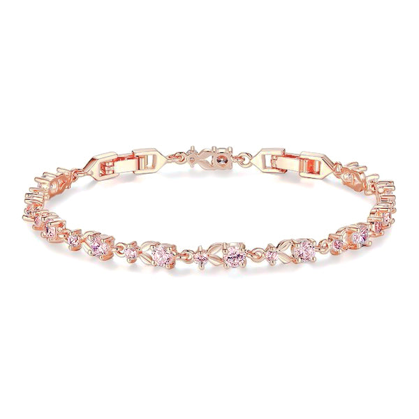 Rose gold pink crystal chain bracelet