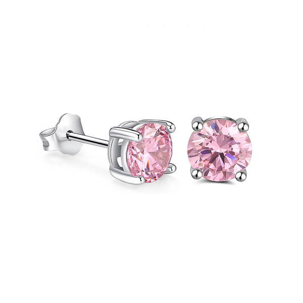 Pink cubic zirconia stud earrings