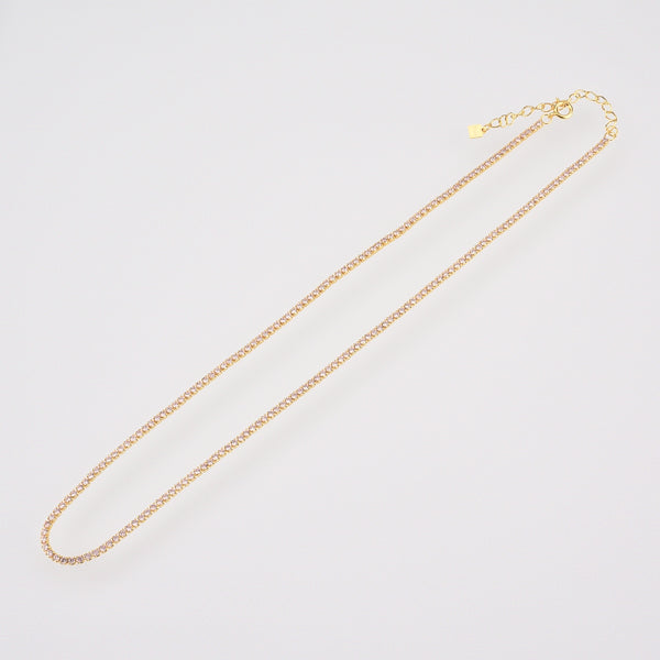 Pink gold tennis chain choker necklace