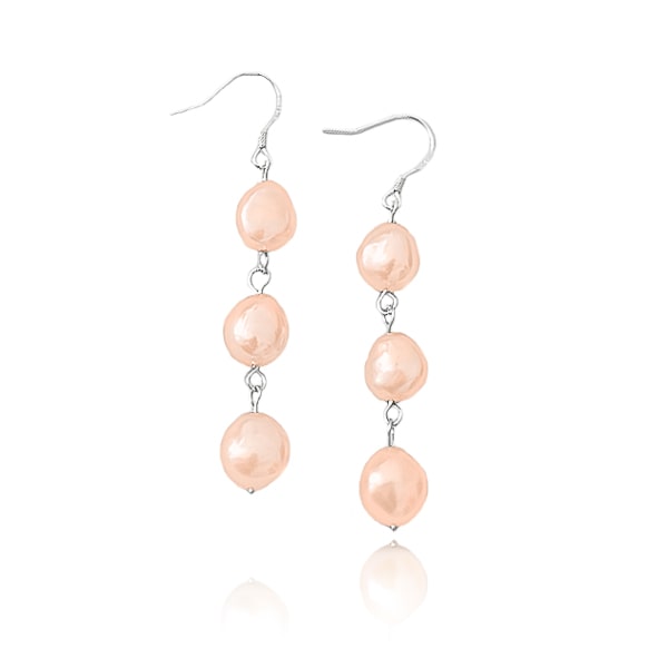 Pink triple pearl drop earrings