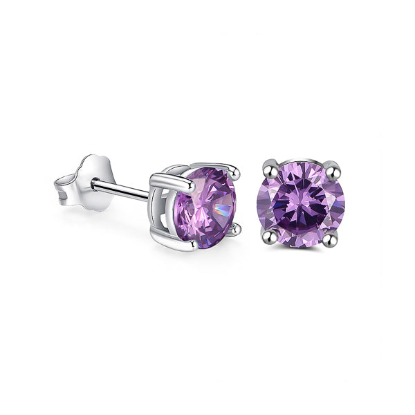 Purple cubic zirconia stud earrings