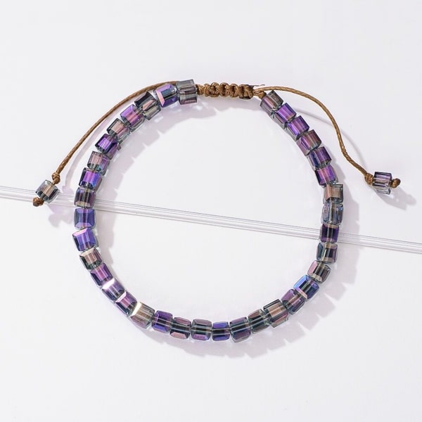 Handmade bracelet with purple magic square crystal beads