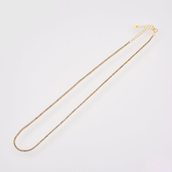 Purple gold tennis chain choker necklace