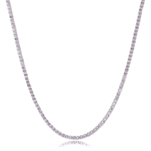 Silver purple tennis choker necklace