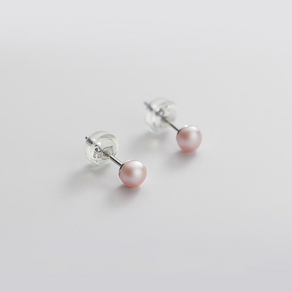 Purple mini pearl stud earrings details