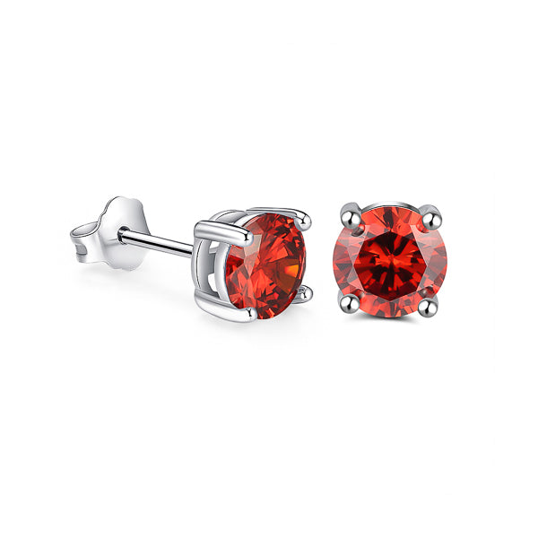 Red cubic zirconia stud earrings
