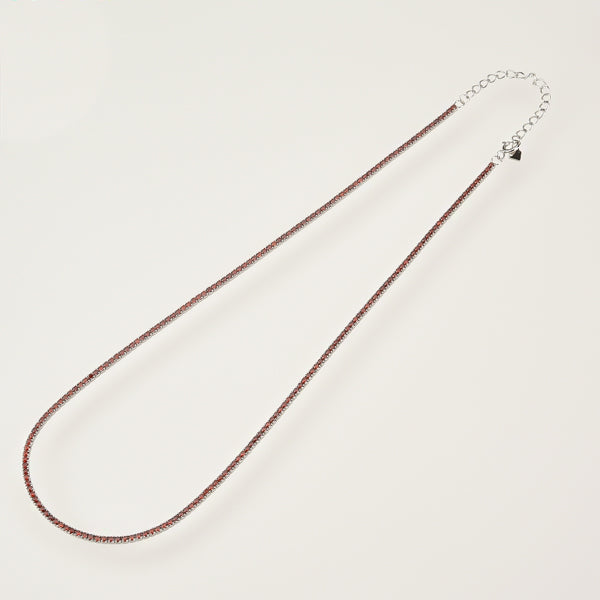 Red silver tennis chain choker necklace
