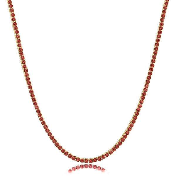 Gold red tennis choker necklace