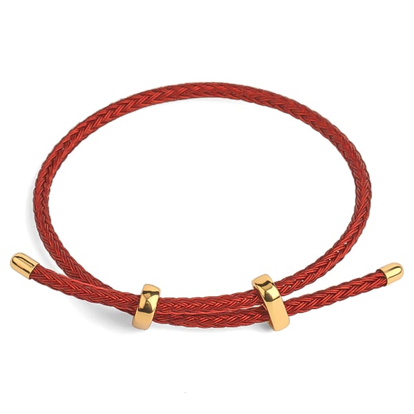 Men's Red String Bracelet with Adjustable Gold Lock