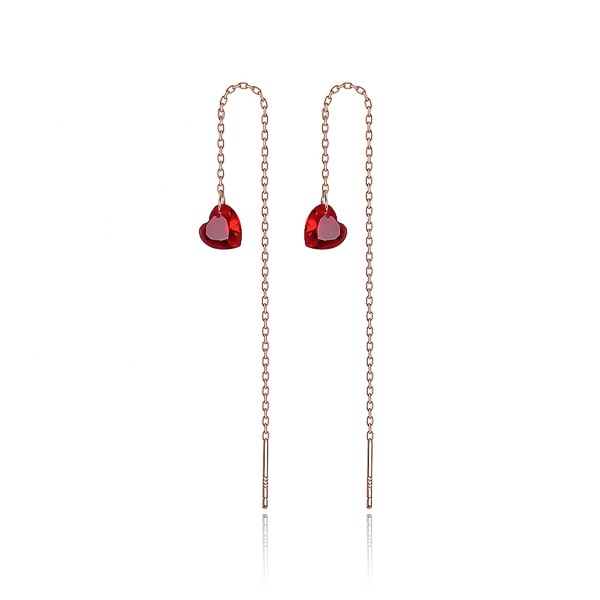 Red heart threader earrings