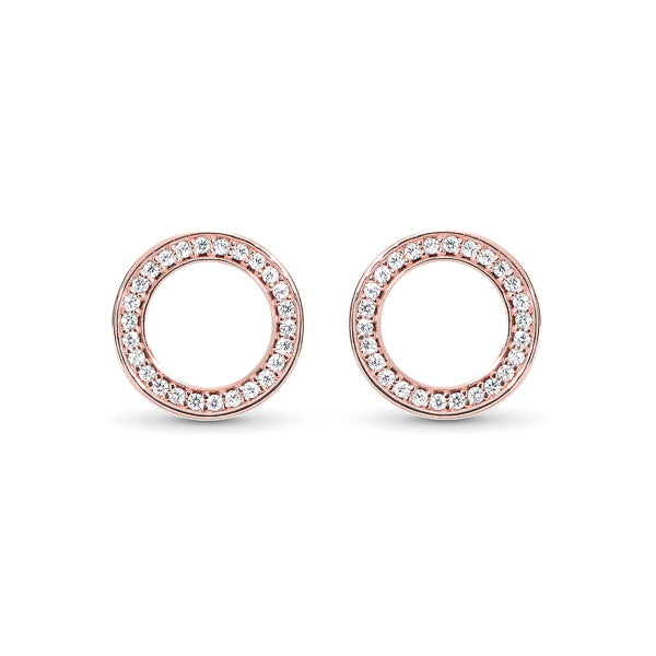 Rose gold circle stud earrings