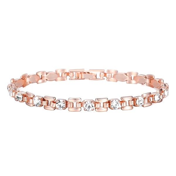 Rose gold bracelet with clear crystal stones