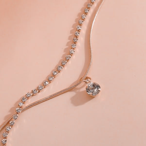 Rose gold two-layer crystal ankle chain