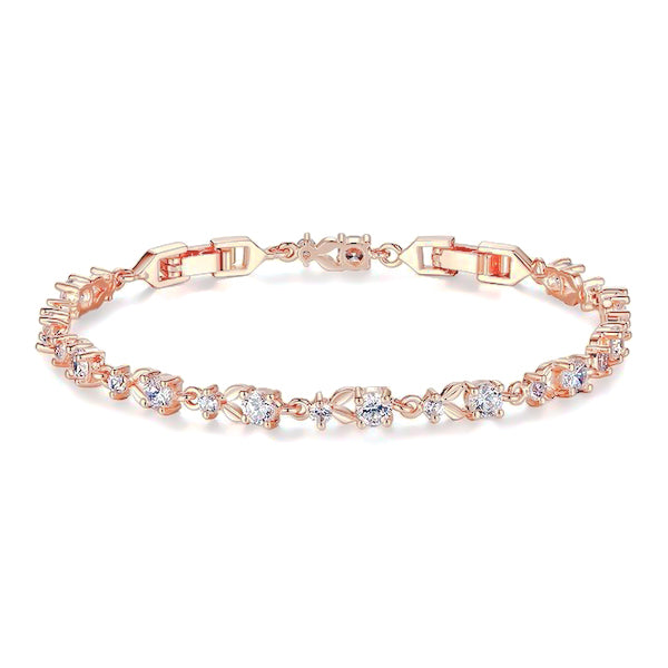 Rose gold crystal chain bracelet