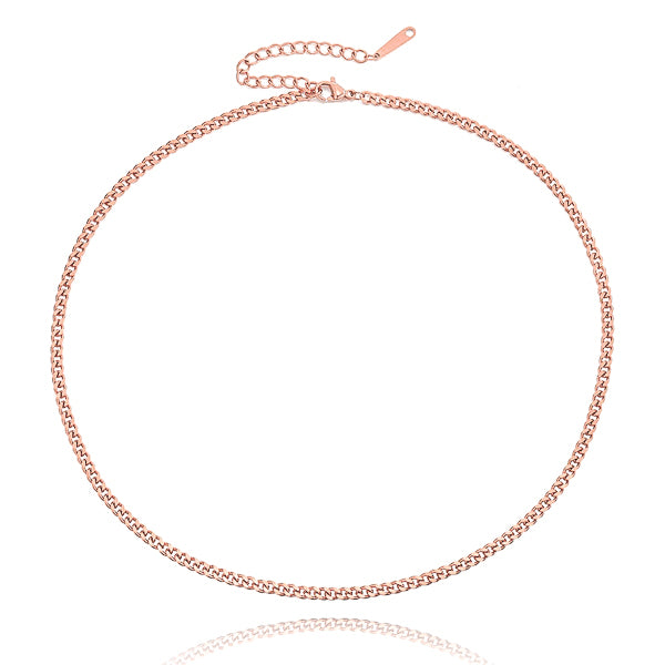 Rose gold curb chain choker necklace