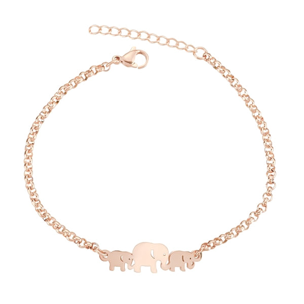 Amazon.com: Dainty Three Multi Charm Lucky Elephant Bracelet For Women  Teens 18K Gold Plated Brass 7.5 Inch Made In Brazil: Clothing, Shoes &  Jewelry
