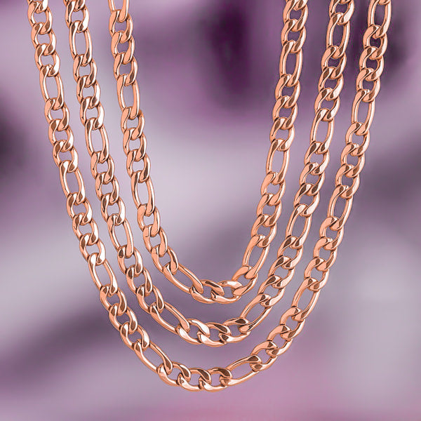 Rose gold figaro chain necklace with 3mm links