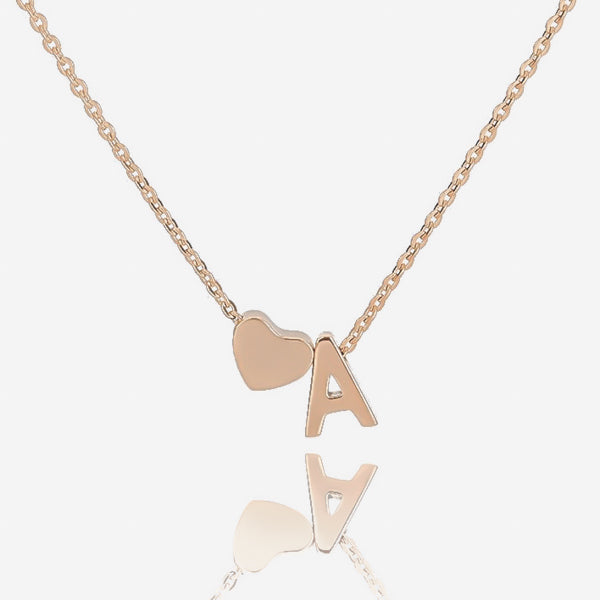 Rose gold necklace with heart and letter charms