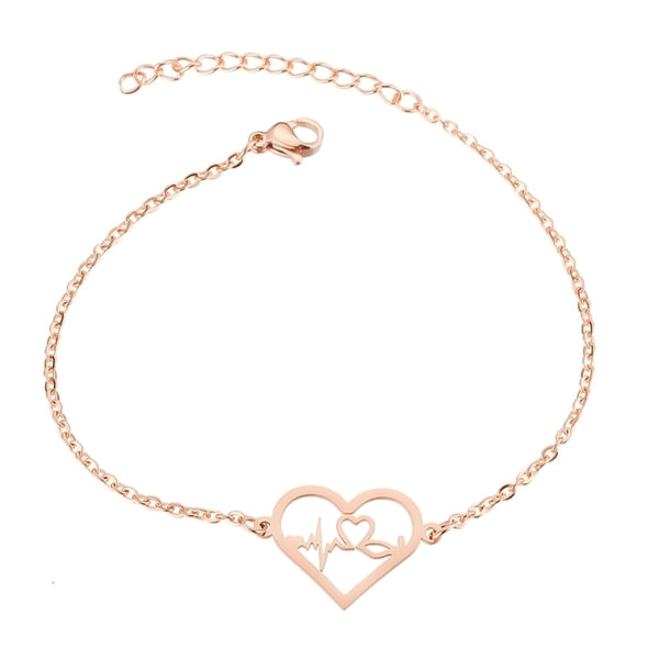 Rose gold heartbeat bracelet
