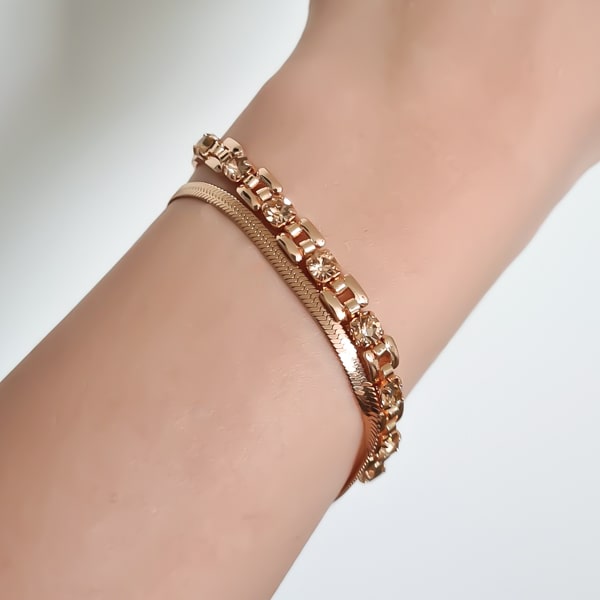 Rose gold champagne crystal bracelet