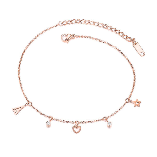 Rose gold lucky charm anklet