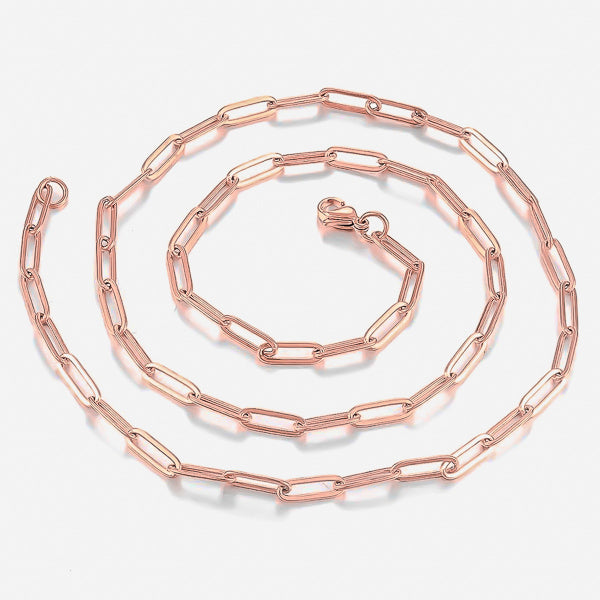 Waterproof rose gold paperclip chain