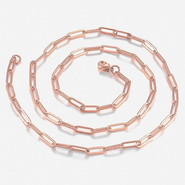IEFWELL Women's Layered Necklace Set - 14K Gold Plated Paperclip Chain With Hexagon Initial Charm, Rose Gold & Silver Toggle Clasp