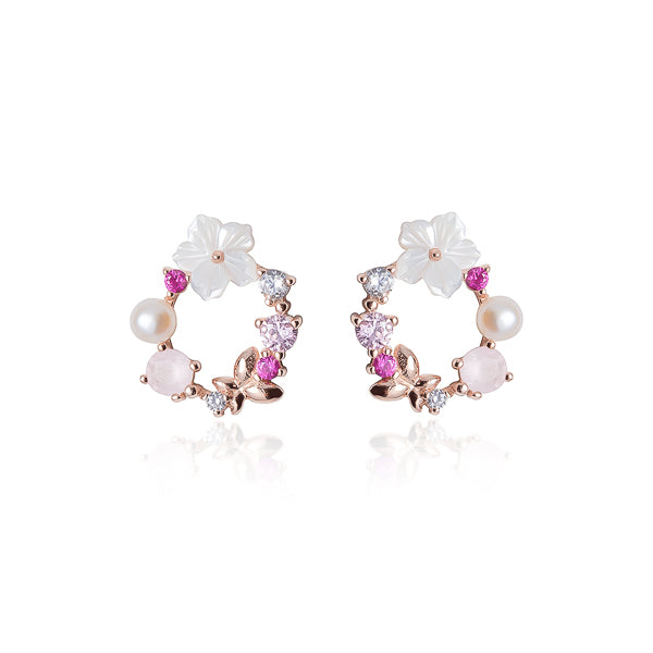 Rose gold, white, and pink feminine essence earrings