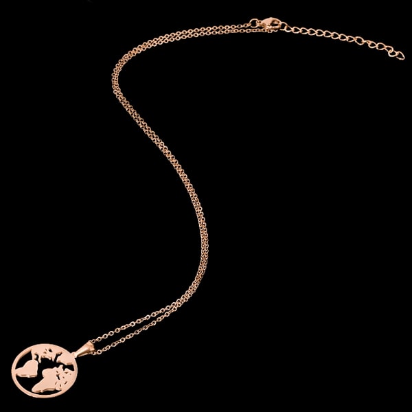 Rose gold necklace with world pendant