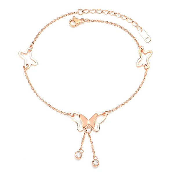 Rose gold butterfly anklet