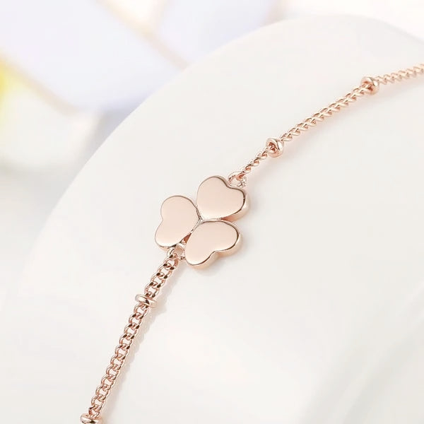 Rose Gold Four Leaf Clover Bracelet – LexLets Jewellery