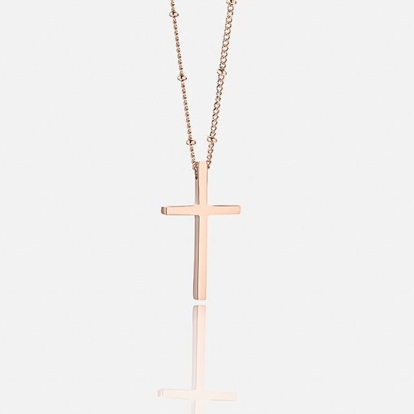 Rose gold necklace cross Clearance