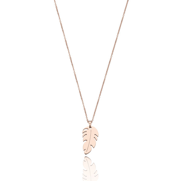 Rose gold feather pendant necklace
