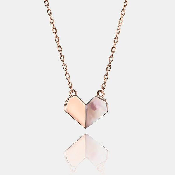 Rose gold folded heart necklace display