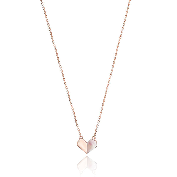 Rose gold folded heart necklace