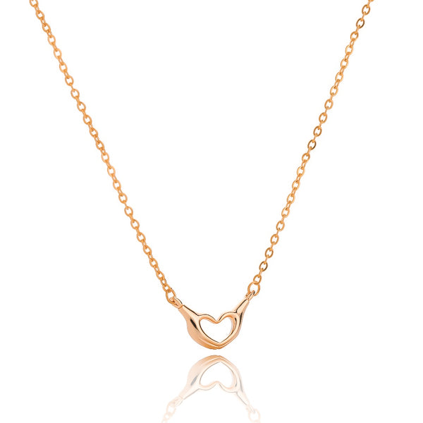 Rose gold heart hand sign necklace