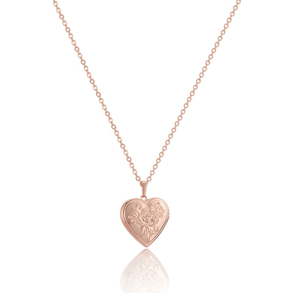 Rose gold heart locket pendant necklace